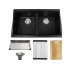 0_700x700 32" Workstation Undermount Kitchen Sink - 50/50 Double Bowl with Accessory Kit