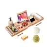 Wooden Bathtub Caddy Tray - WOOD/GREY/WHITE