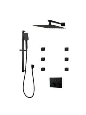 PLATINUM Push-Button Triple-Outlet Thermostatic Shower System – Kit 2