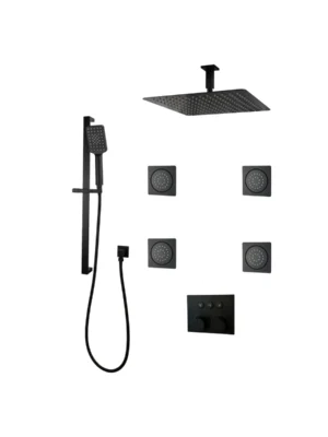 PLATINUM Push-Button Triple-Outlet Thermostatic Shower System – Kit 3